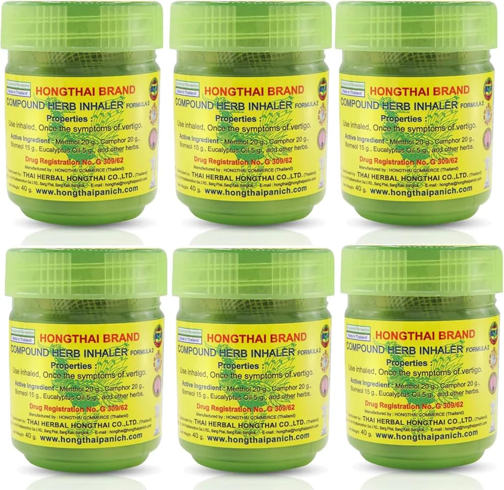 Hong Thai Yadom Groene Inhaler – Thaise Kruidenneusinhaler (6-PACK)