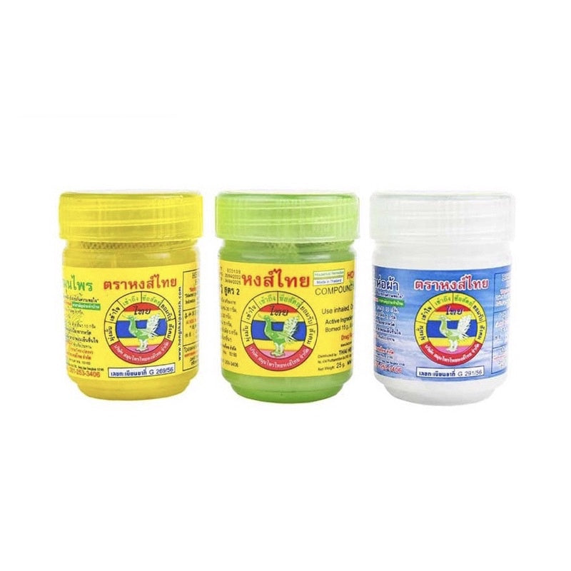Hong Thai Yadom Inhaler 3-Pack – Groen, Geel & Wit (Thailand)